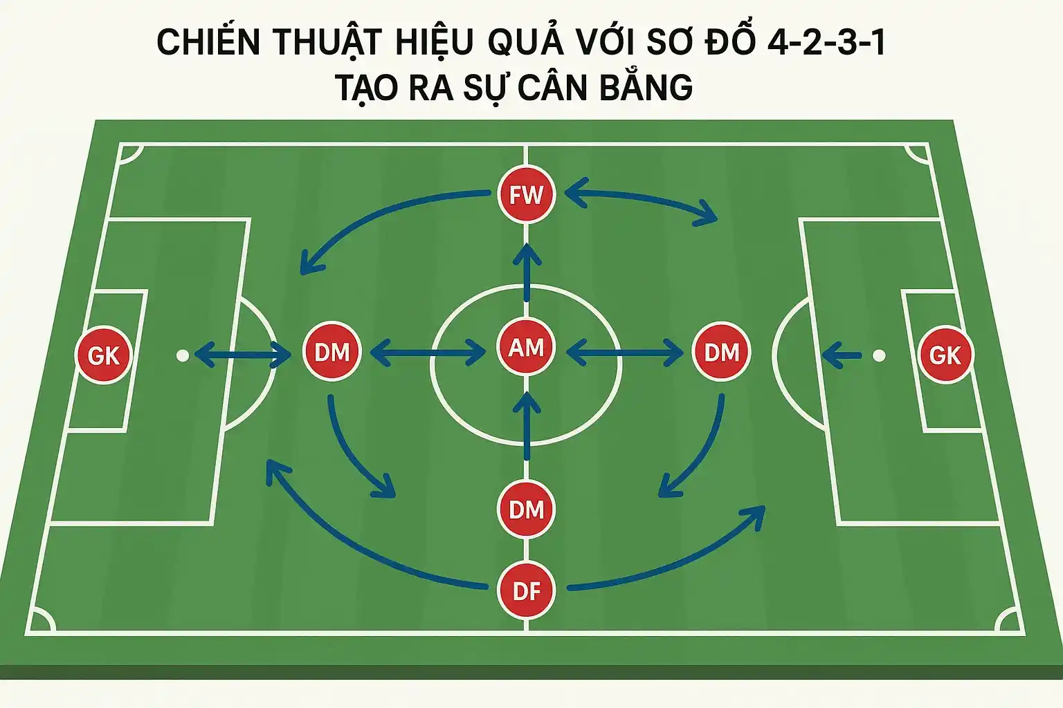 Chiến thuật hiệu quả với sơ đồ 4-2-3-1 tạo ra sự cân bằng